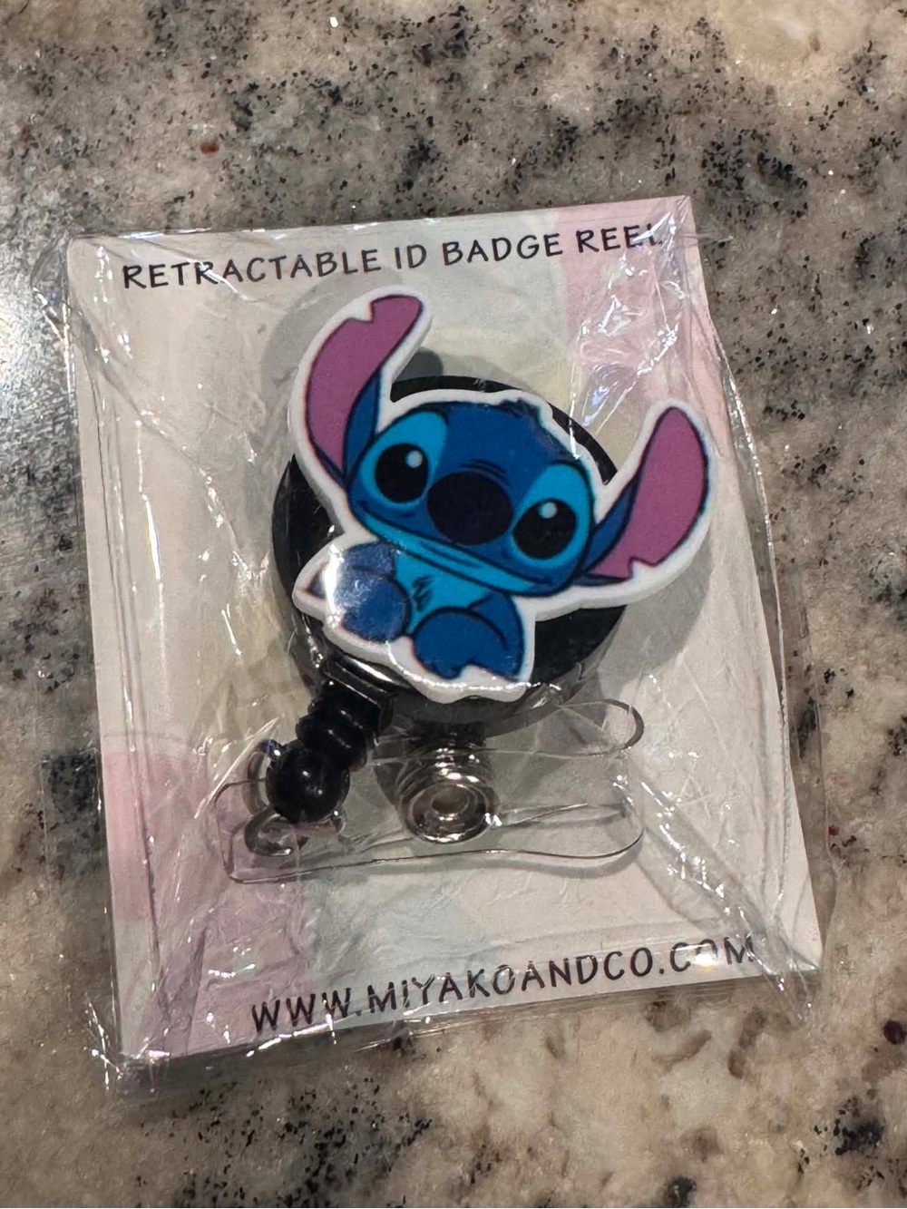 STITCH DISNEY Cute Blue Cartoon Stitch Retractable ID Badge Reel by Miyako & Co.